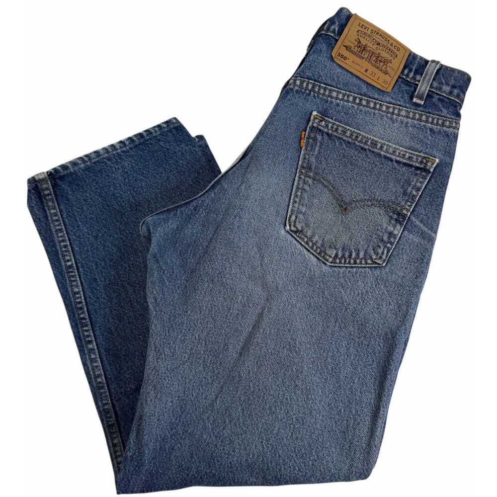 Vintage 90s Levi's 550 Relaxed Fit Blue Denim 33x27 Orange Tab Jeans 40550-0215